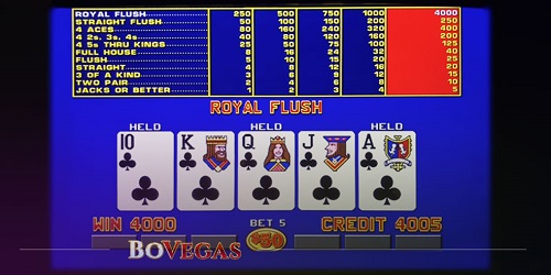royal flush in video poker