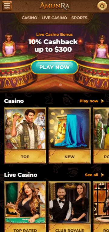 amunra casino mobile view