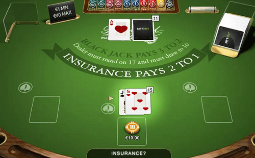 online blackjack insurance bets 